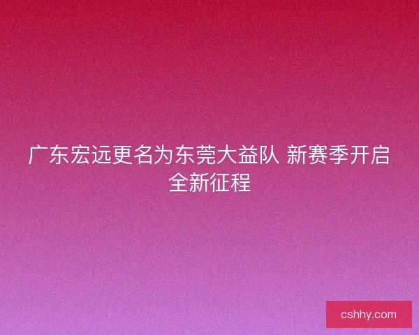 广东宏远更名为东莞大益队 新赛季开启全新征程